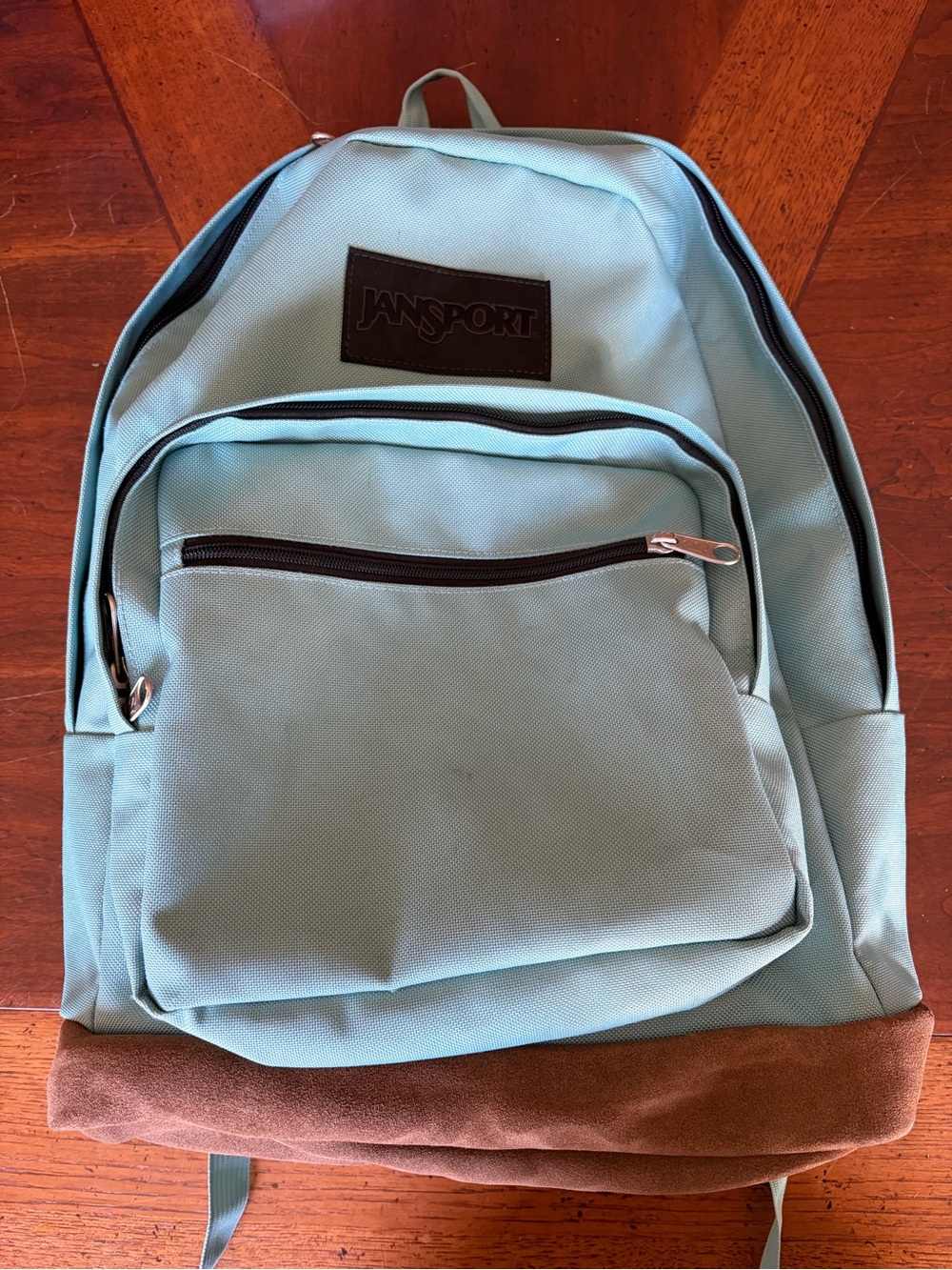 JanSport Right Pack Mint Seafoam Green Backpack Suede Leather Bottom